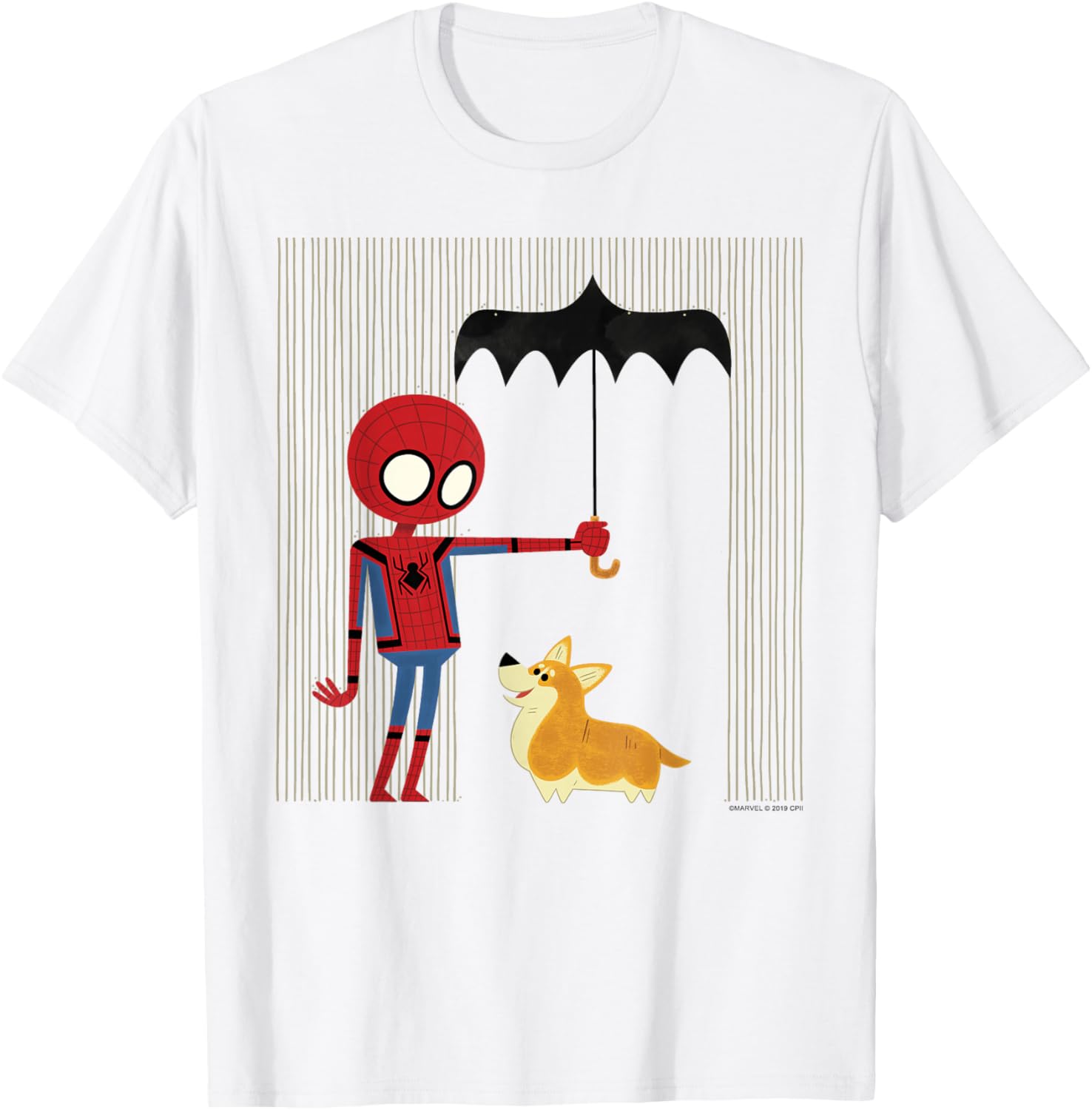 

Футболка Marvel Spider-Man Far From Home Corgi In The Rain, белая