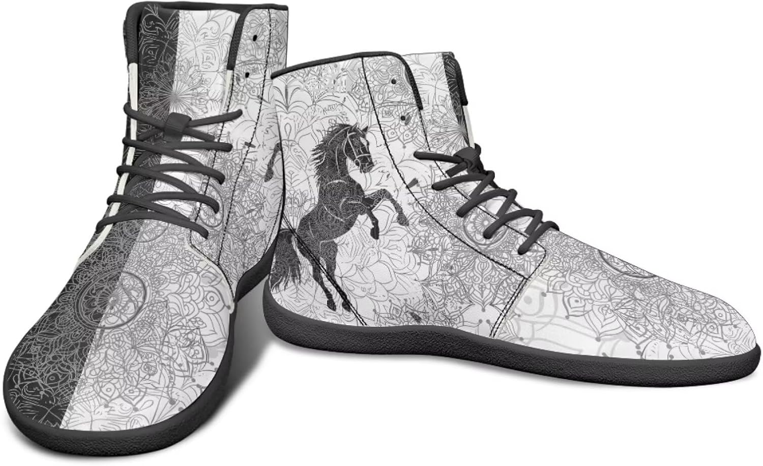 

Мужские ультрагибкие кроссовки с анималистическим принтом, высокие, на резиновой подошве, черно-белые, с мандалой, для бега Watdotory