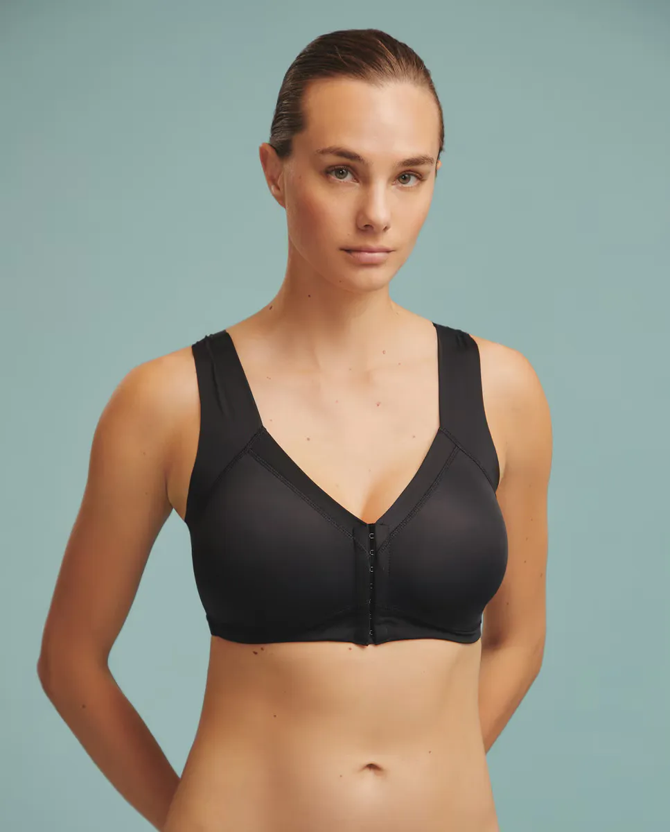 

Бюстгальтер без косточек, застежка спереди, хлопок Naturana, черный