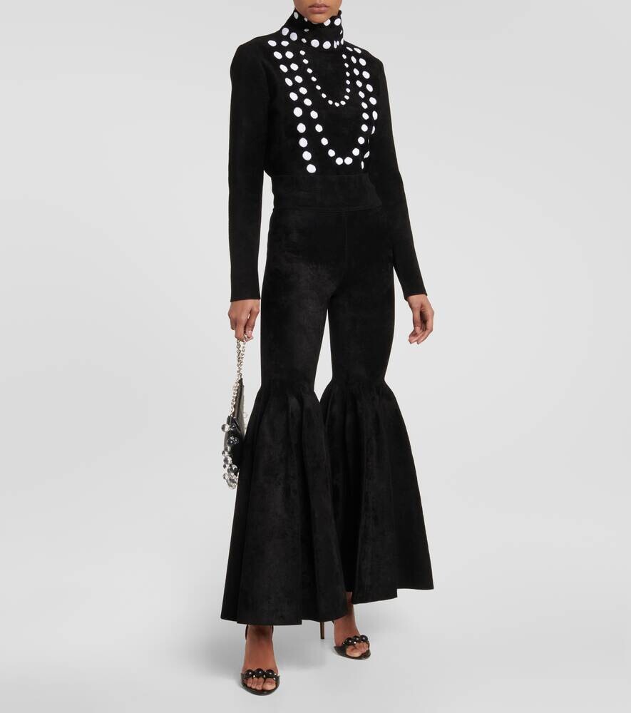 Боди из жаккардовой бархатной синели ALAÏA, разноцветный — фото 2
