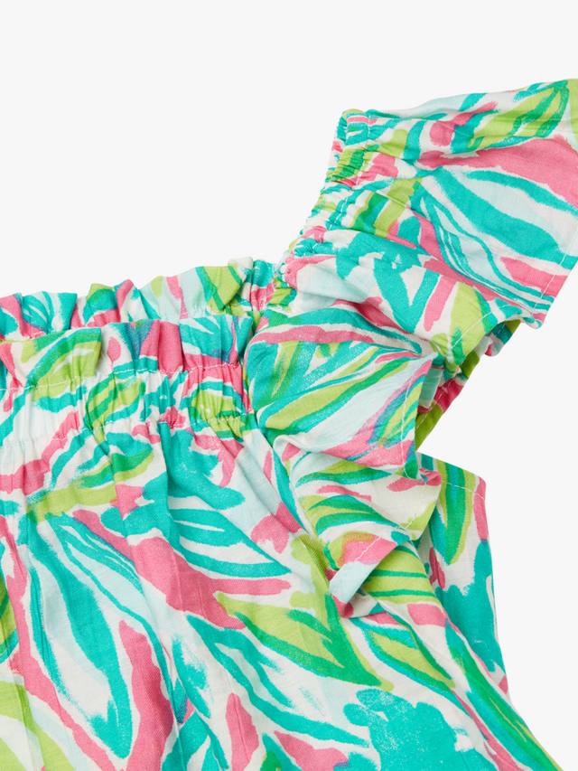 Детская блузка с квадратным вырезом и оборками на рукавах с принтом Benetton, Multicolor — фото 2