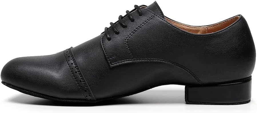 

Мужские латинские танцевальные туфли JUODVMP, дышащие, каблук 1, кожа, для бальных и танго, модель 401, черный