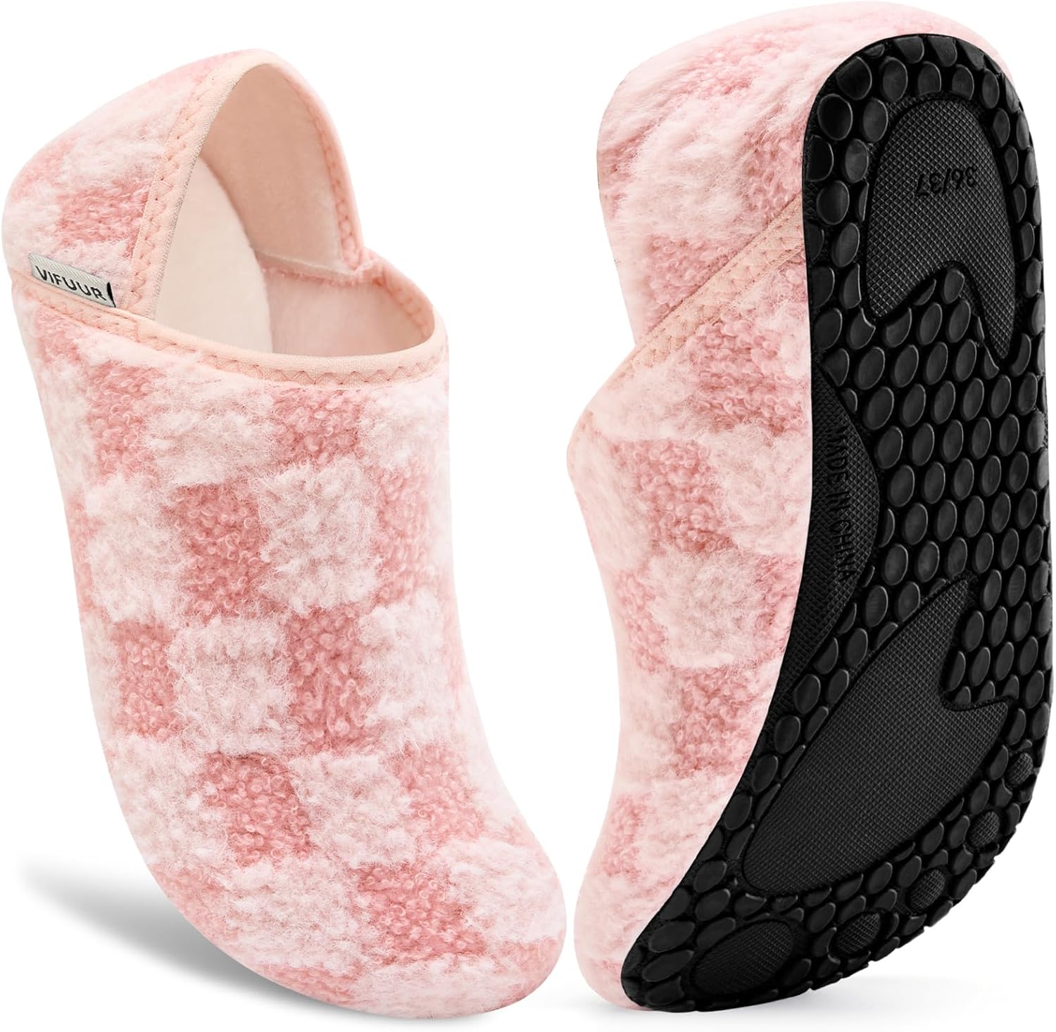 

Домашние тапочки VIFUUR для женщин и мужчин, носки-тапочки для дома, уютные пушистые тапочки, подходящие для спальни и путешествий, розовый