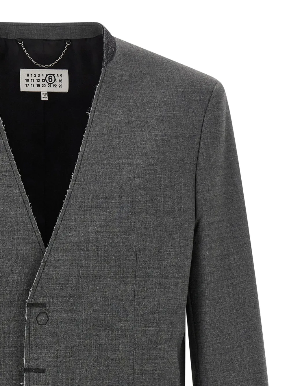 Однобортный пиджак с необработанным краем Mm6 Maison Margiela, серый — фото 3