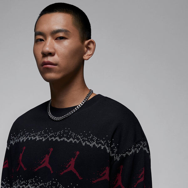 Свитер Air jordan essential holiday fleece crew 'Gym Red Black', красный — фото 2