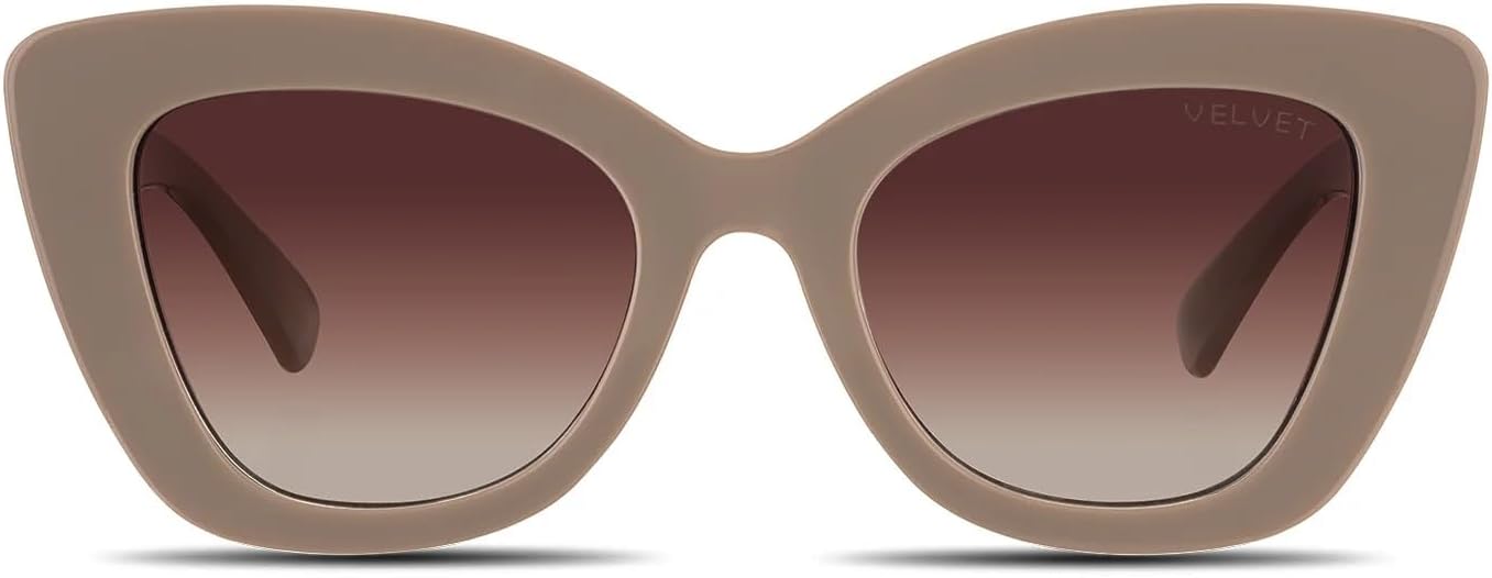 

Солнцезащитные очки Velvet Eyewear «Кошачий глаз» для женщин, модель Maya, бежевый цвет - 100% защита от УФ-излучения - разработаны для женщин - произведено в США, размер Medium, Beige