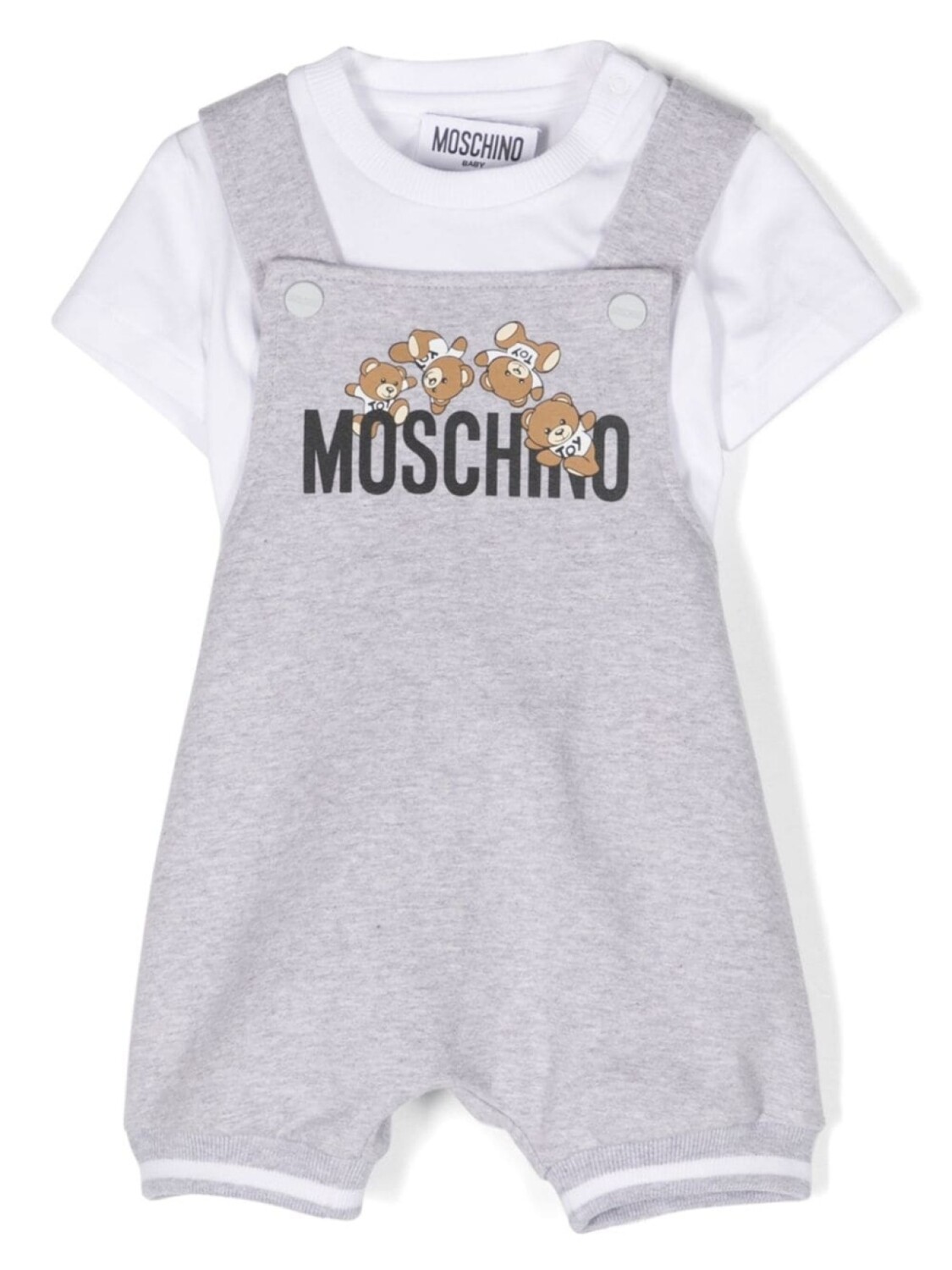 

Комплект из футболки и комбинезона с принтом Teddy Bear Moschino Kids, серый