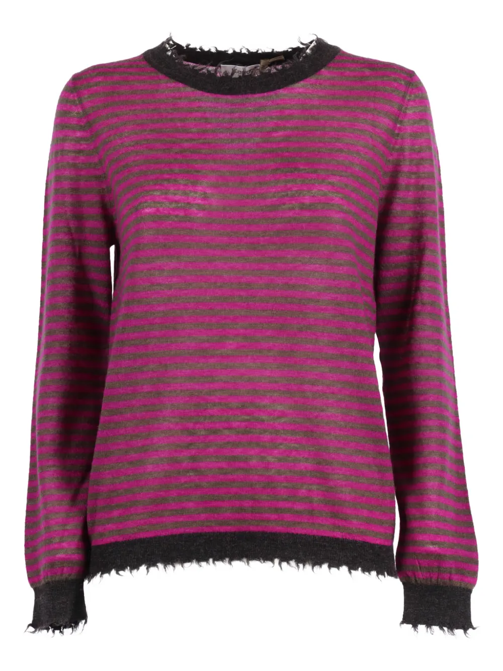 

Полосатый свитер с необработанными краями Kangra, розовый