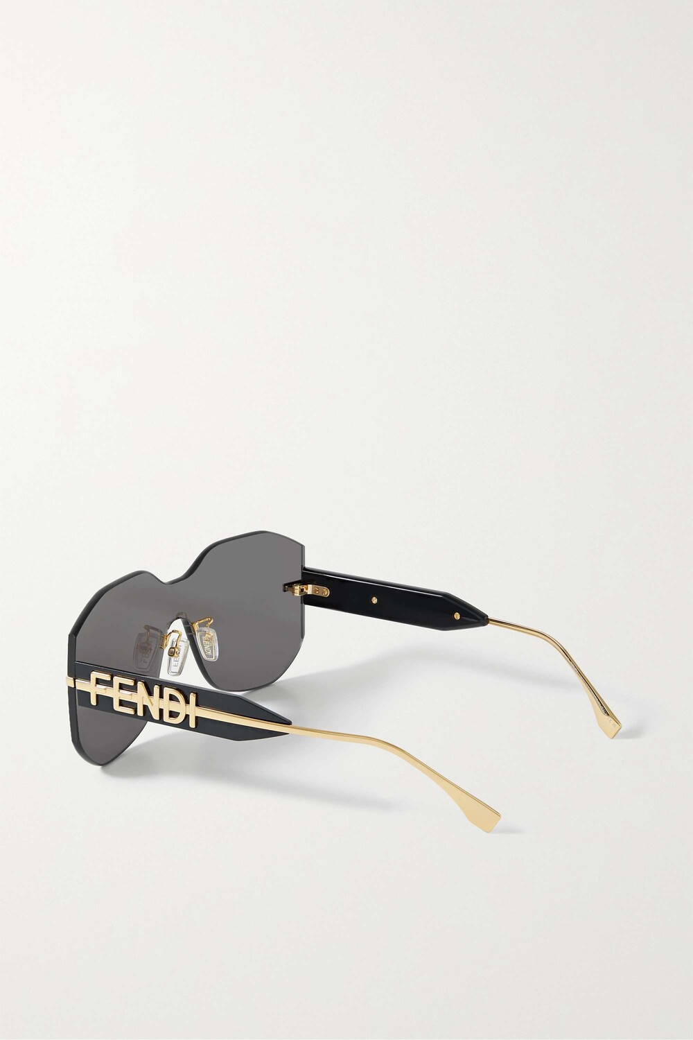 

FENDI EYEWEAR Крупные солнцезащитные очки-авиаторы из ацетата с золотистым оттенком, черный