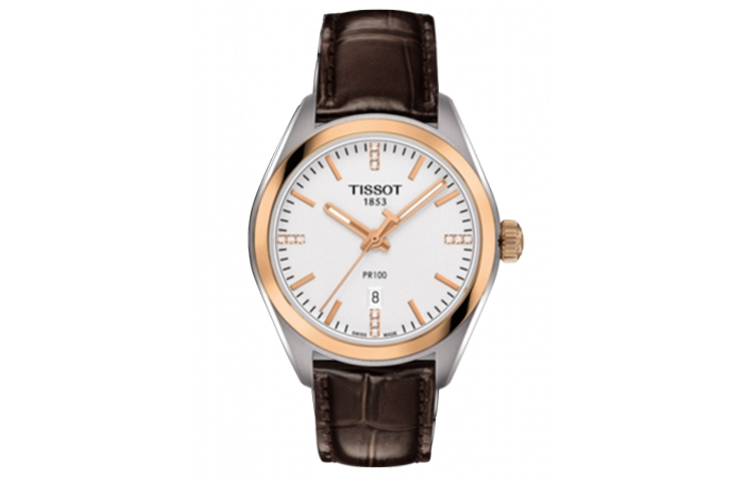 

TISSOT Часы PR100 Collection Quartz Movement Women's Watch 33mm White Dial Stainless Steel Case Leather Strap, White Dial