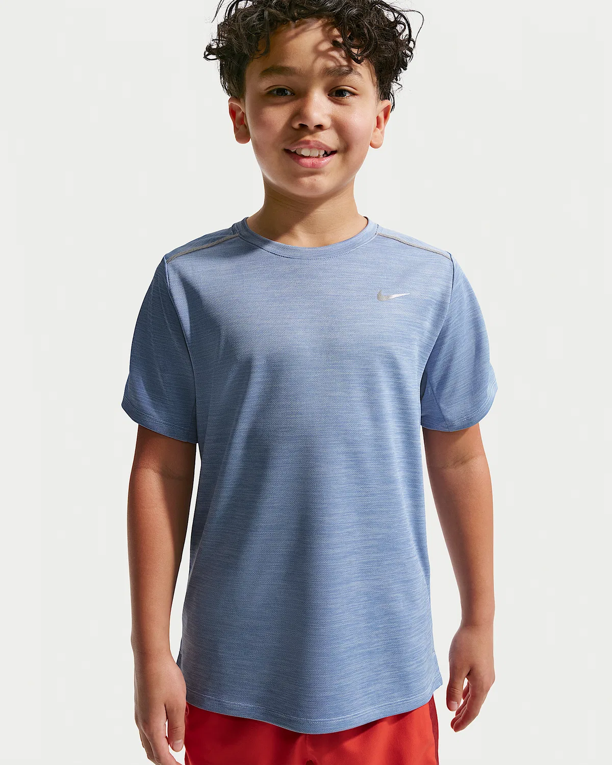 Детская футболка Nike Miler Dri-FIT с коротким рукавом, Work Blue/Hydrogen Blue/Heather