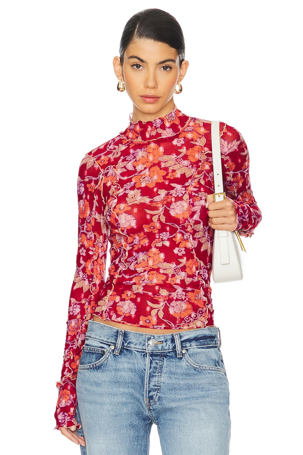 

Топ из сетки charlie Free People, красный