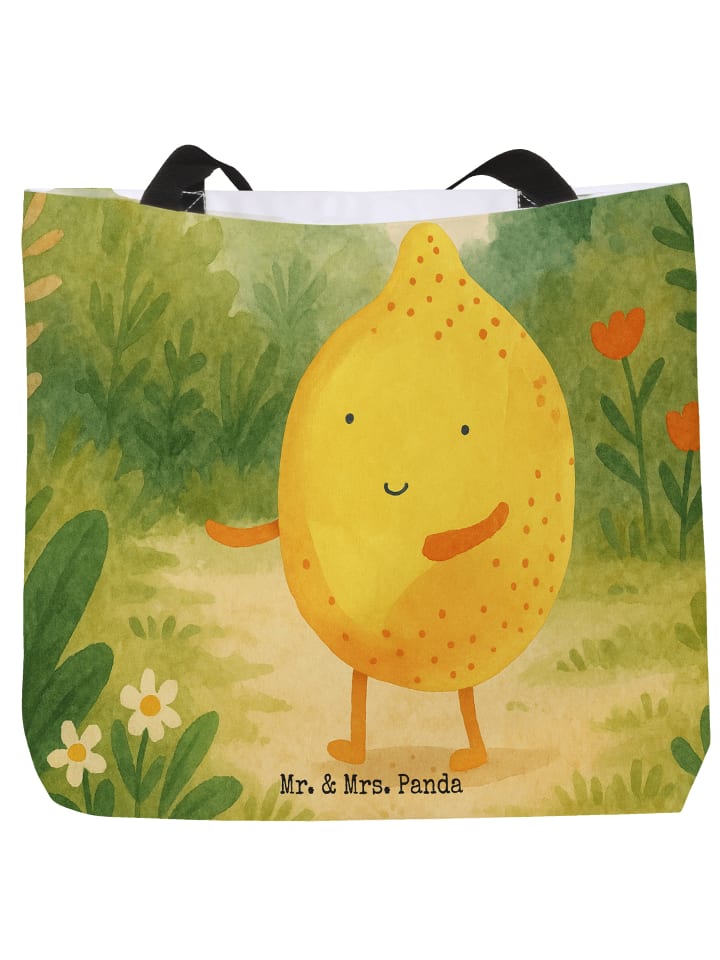 

Mr. & Mrs. Panda Сумка-шоппер «Лучшие друзья» с лимонным дизайном, без слогана, белого цвета