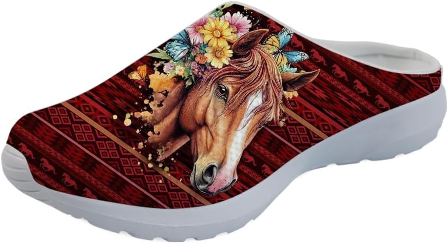 

Женские слипоны-мюли Forchrinse Black Bat Cobweb, мужские садовые сабо, сетчатые прогулочные туфли для повседневной носки, работы и спортзала, Horse Floral Western Aztec