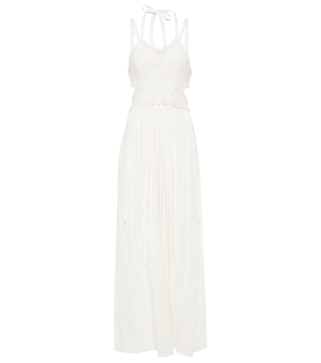 

Длинное платье из шелка и льна с вырезом-халтер Chloé, Iconic Milk