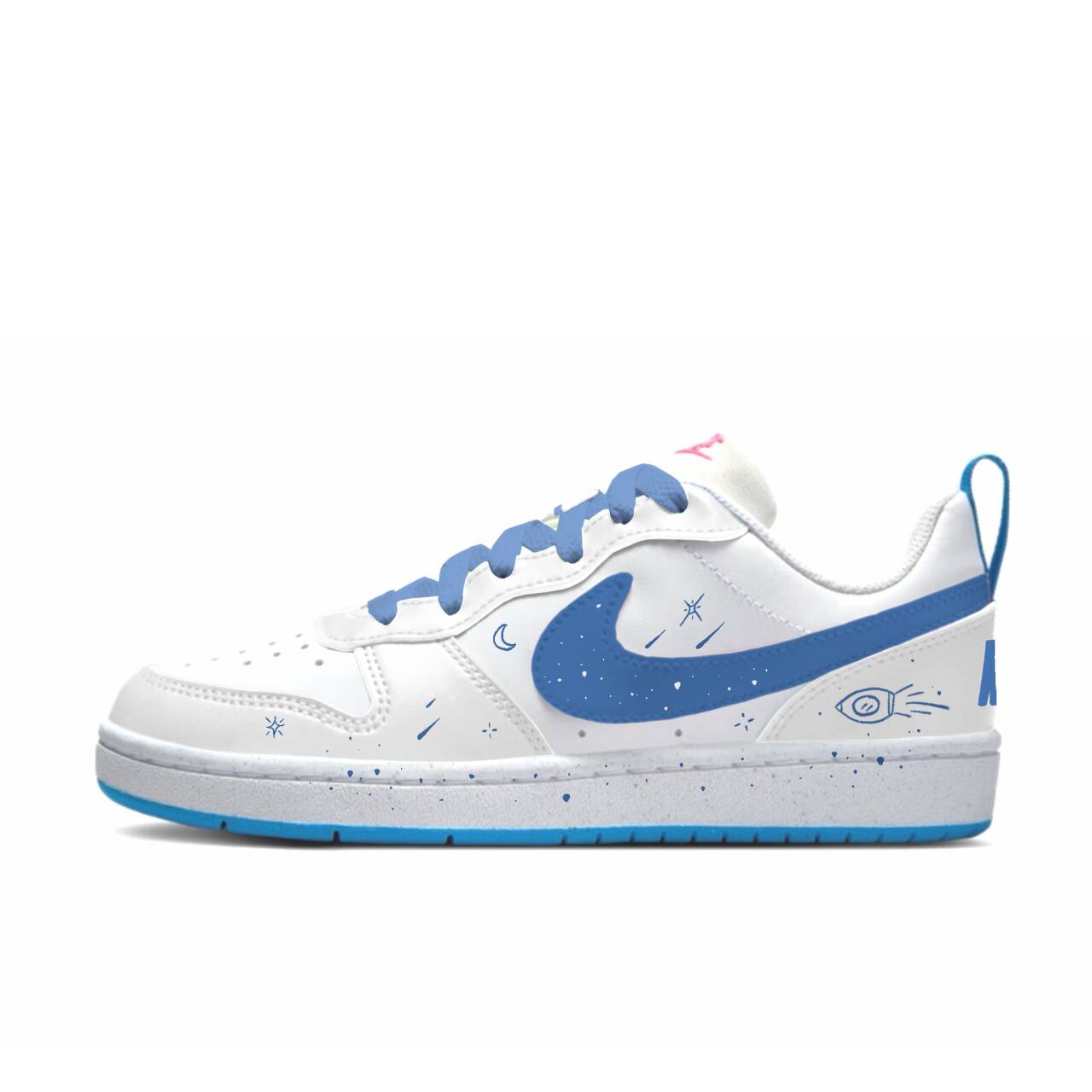 

Nike Court Borough Synthetic Leather Slip Resistant Abrasion Resistant Low top Kids' Skateboarding Shoes Blue White
