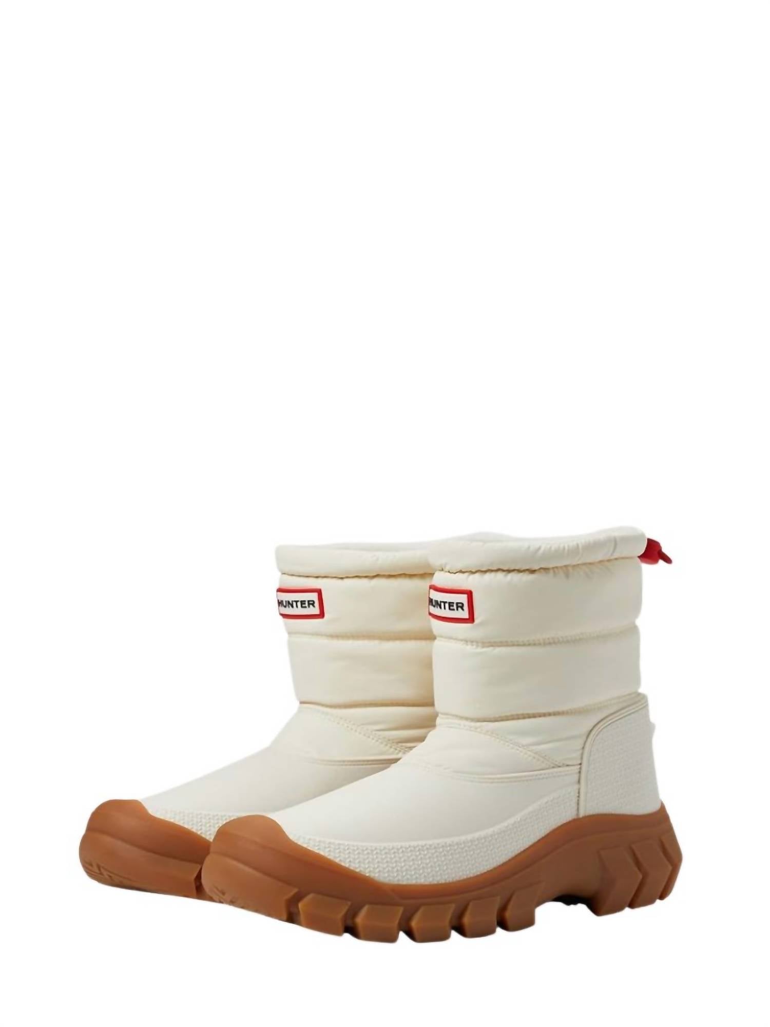 Ботинки женские зимние Hunter Intrepid короткие, бело-серый