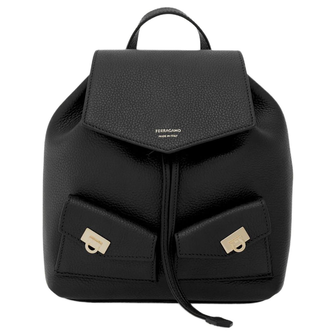 

Ferragamo Миниатюрный женский кожаный рюкзак Черный