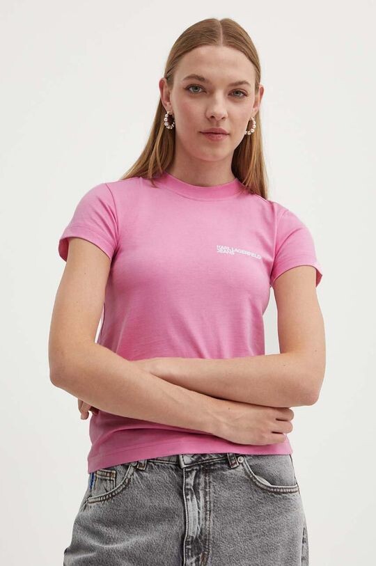 

Хлопковая футболка Karl Lagerfeld Jeans, розовый