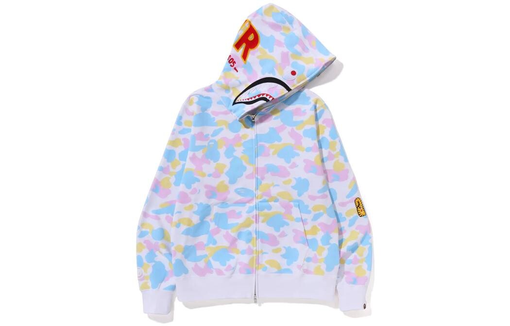 

BAPE New Multi Camo 2nd Shark Толстовка с капюшоном на молнии A Bathing Ape, белый