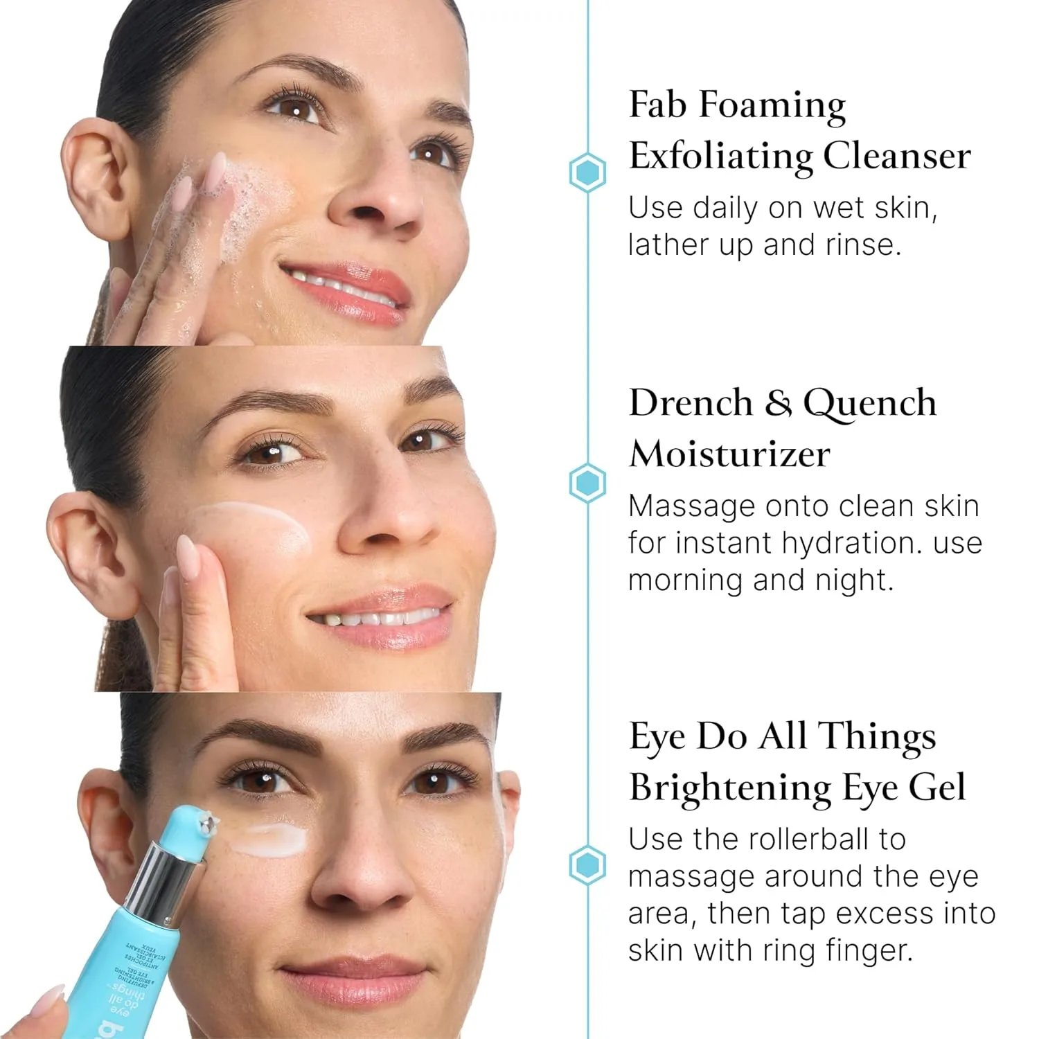 Bliss Essentials Skincare Kit: увлажняющий гель для глаз Eye Do All Things, увлажняющий крем для лица Drench & Quench с гиалуроновой кислотой и 2-в-1 очищающее пенящееся средство и эксфолиатор — фото 2