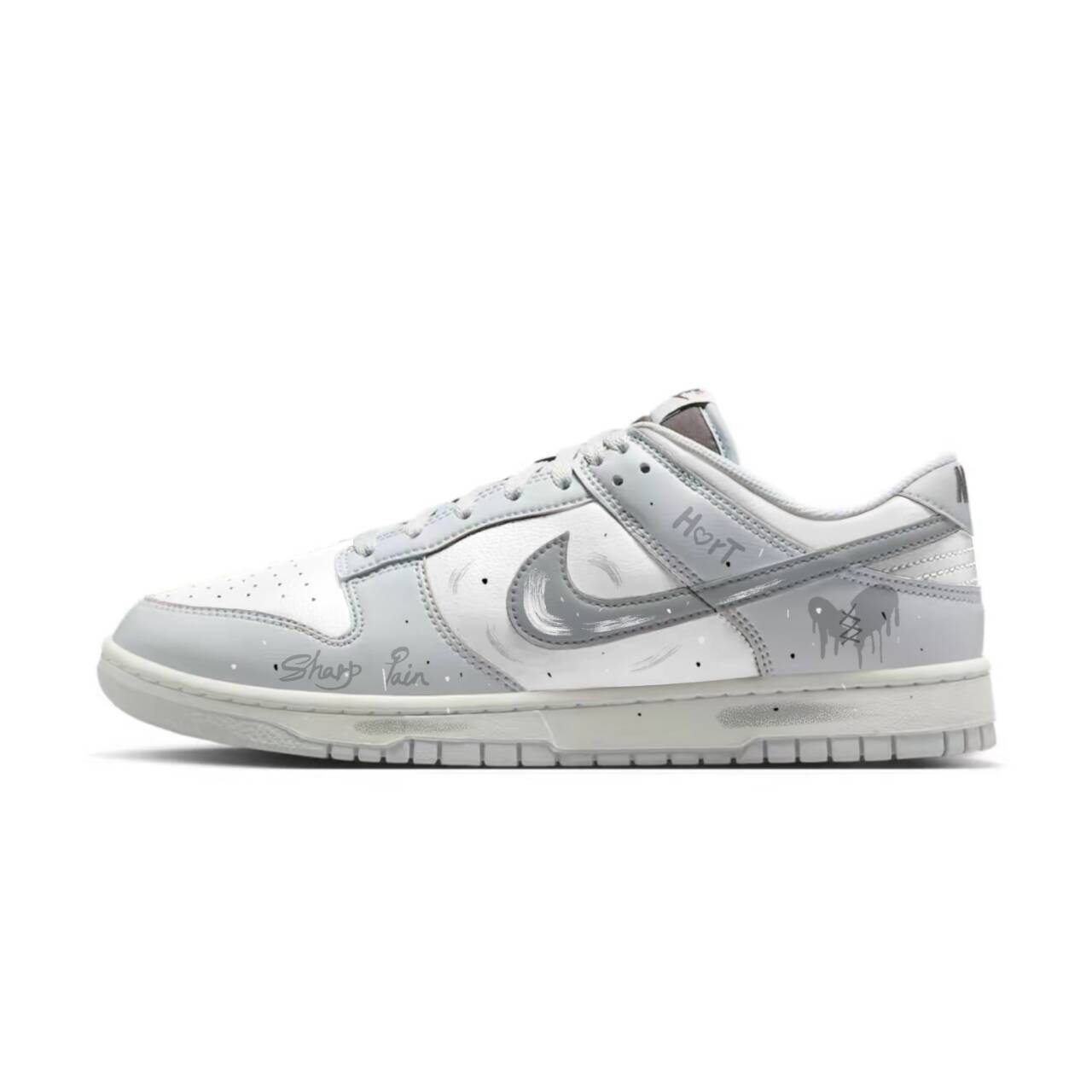 

Nike кроссовки для скейтбординга Dunk Abrasion Resistant Low top Unisex бело-серые