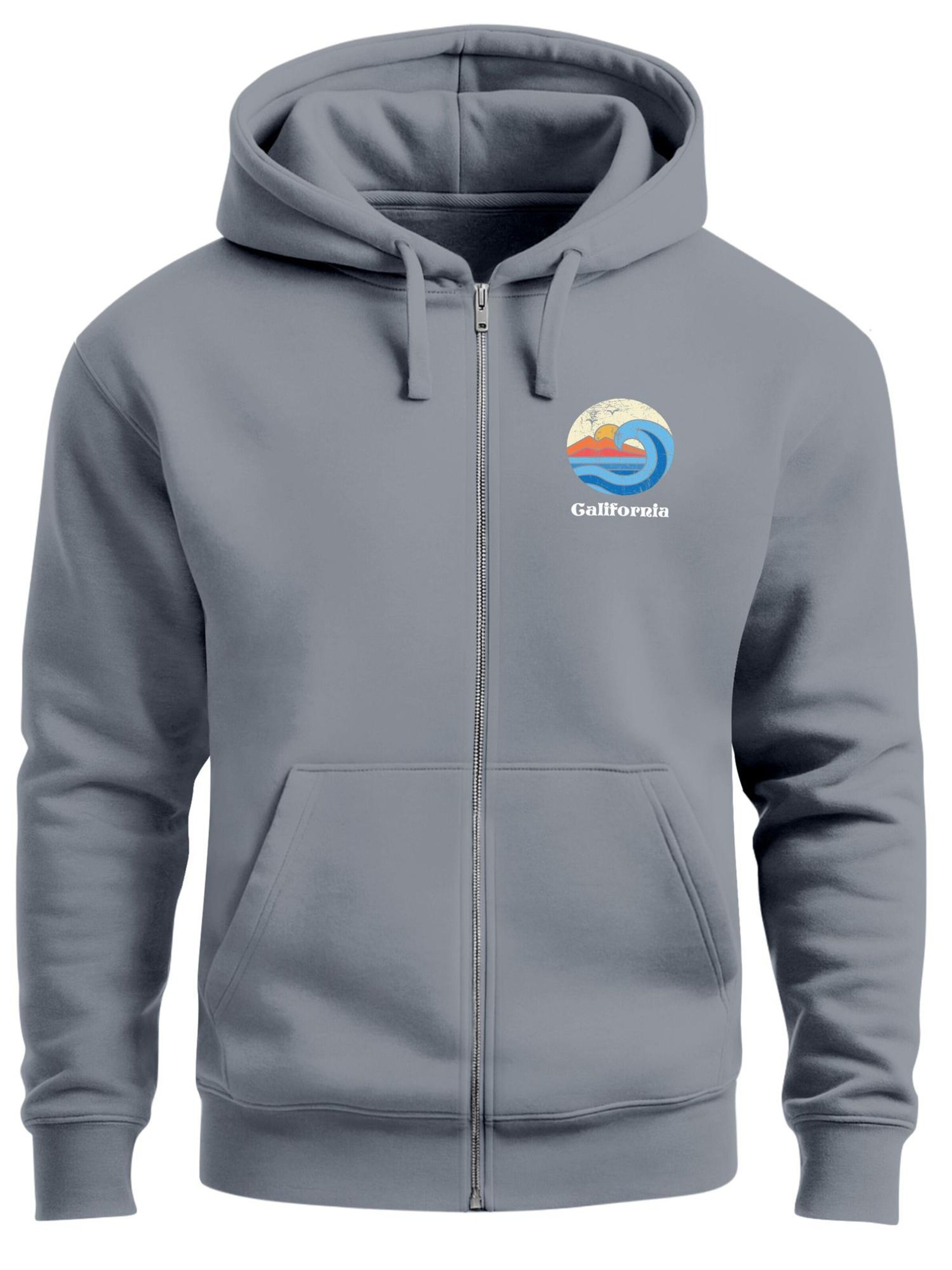 

Neverless Толстовка с капюшоном на молнии 'California Beach' в сером цвете