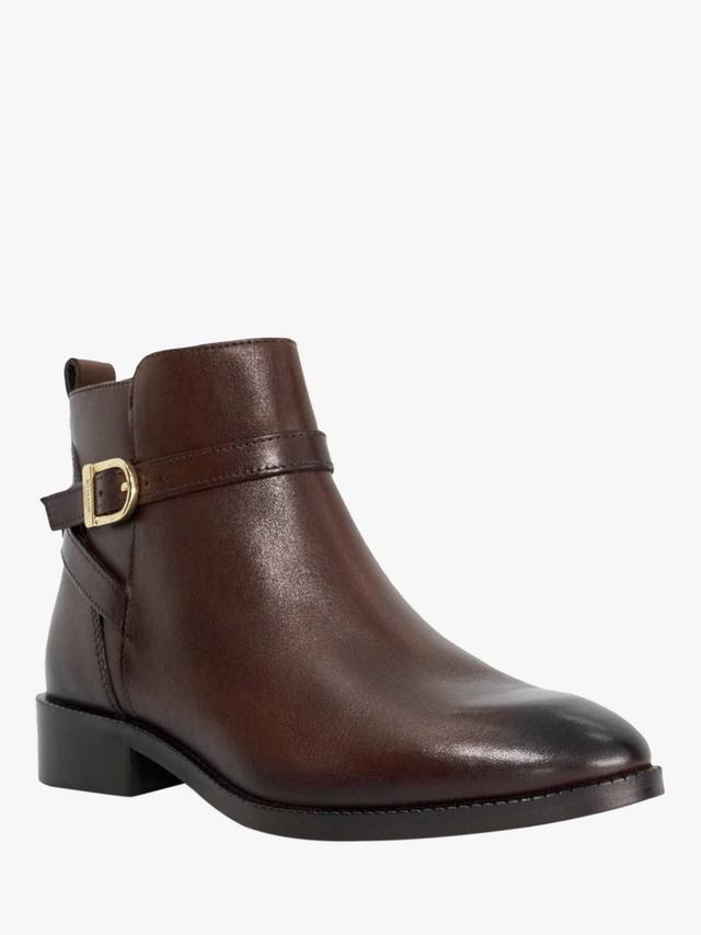 Pemma Wide Fit кожаные ботинки на плоской подошве Dune London, Brown — фото 3