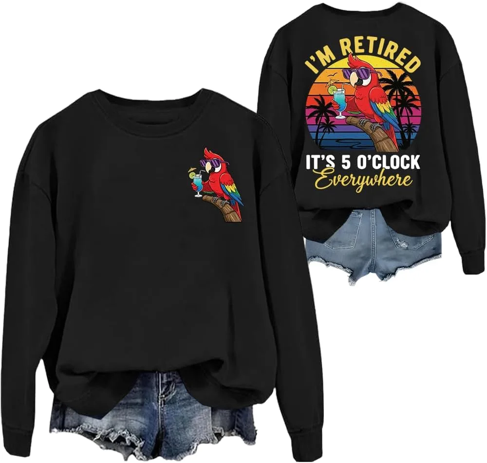 

Толстовка с принтом "Я на пенсии, везде пять часов" и попугаем NACJOM