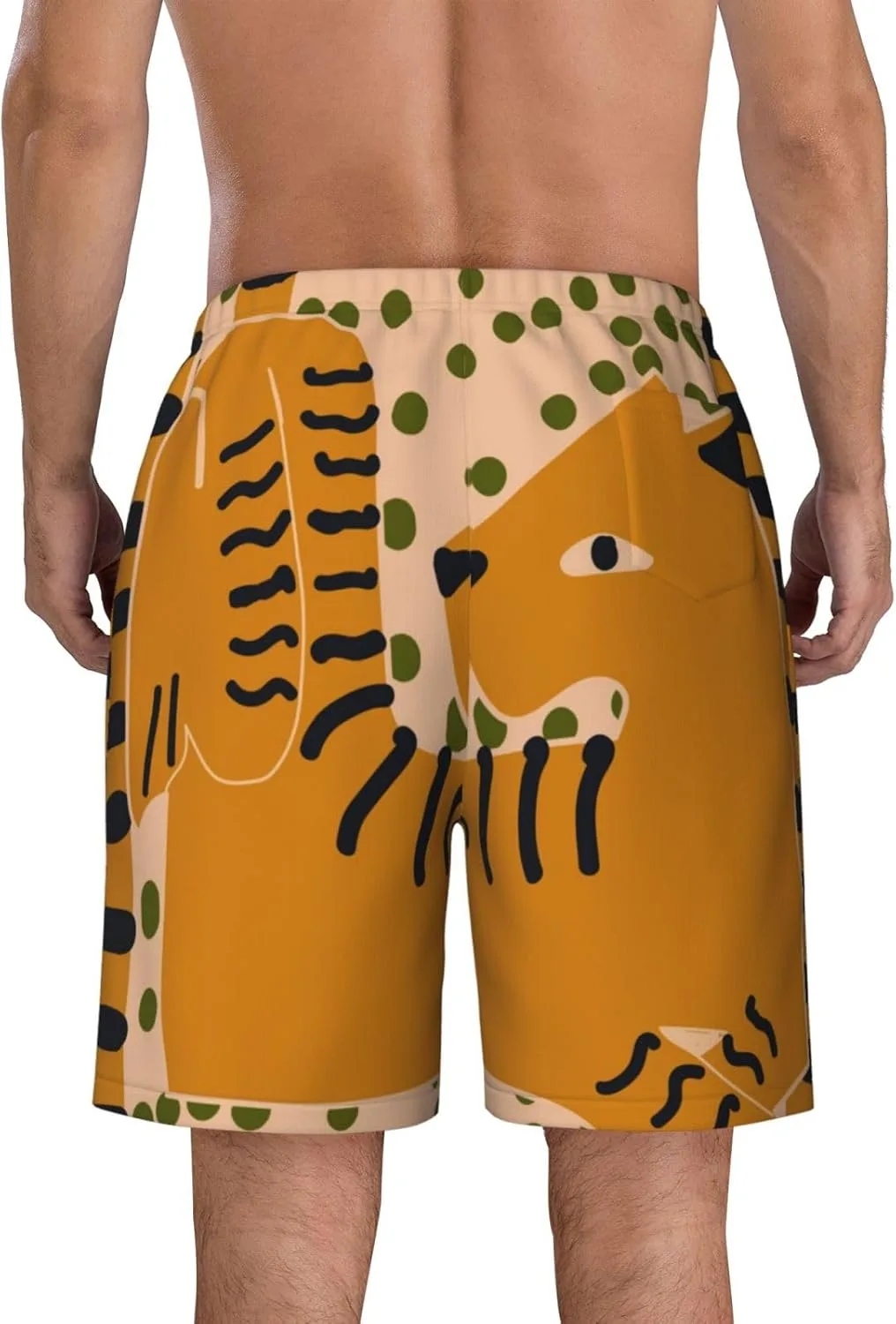 Мужские пляжные шорты с изображением кошки, тигра и других животных, мужские плавки, пляжные шорты с карманами, купальные костюмы Generic, черный — фото 4