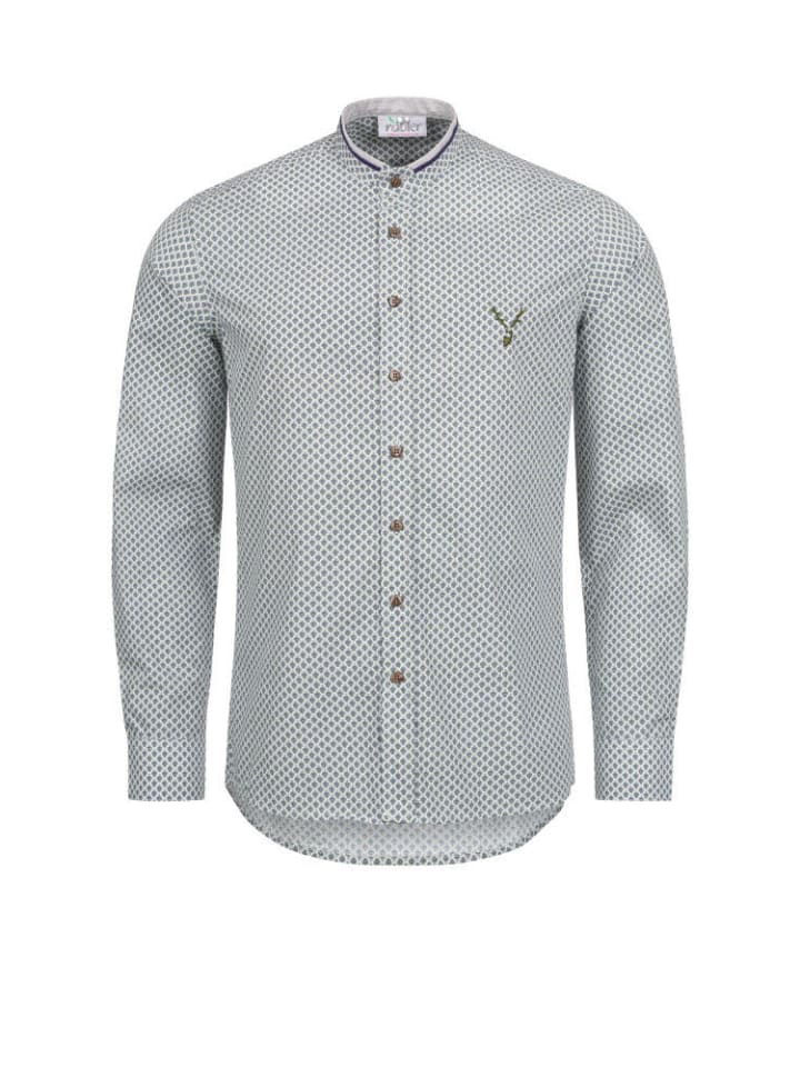 

Традиционная рубашка Иоганна с длинными рукавами в белом и зеленом цветах Nübler