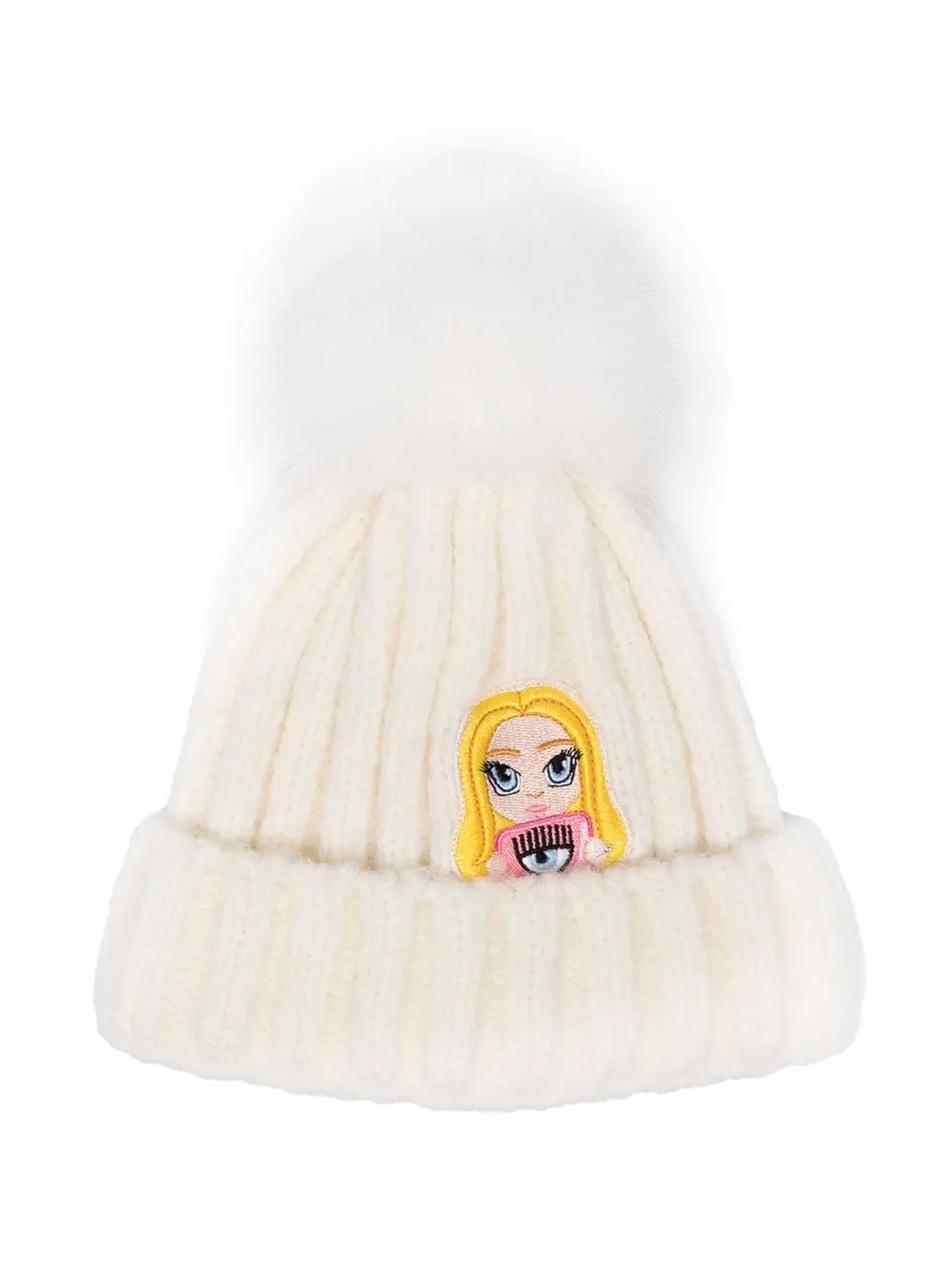 

Шерстяная шапка бини с вышивкой Chiara Ferragni Kids, белый