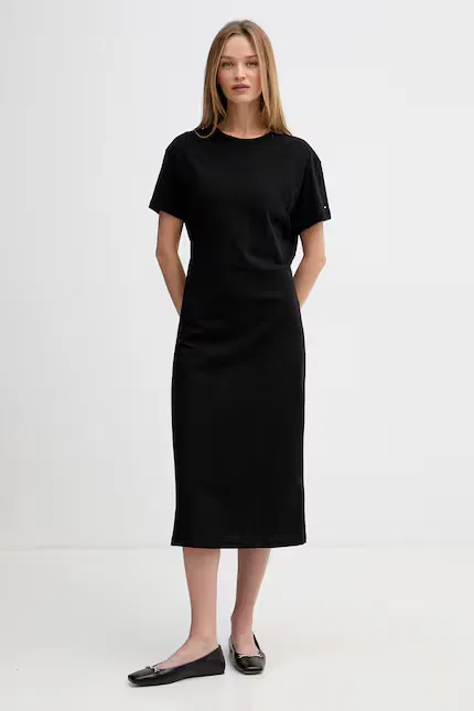 Платье миди хлопковое Tommy Hilfiger, черный