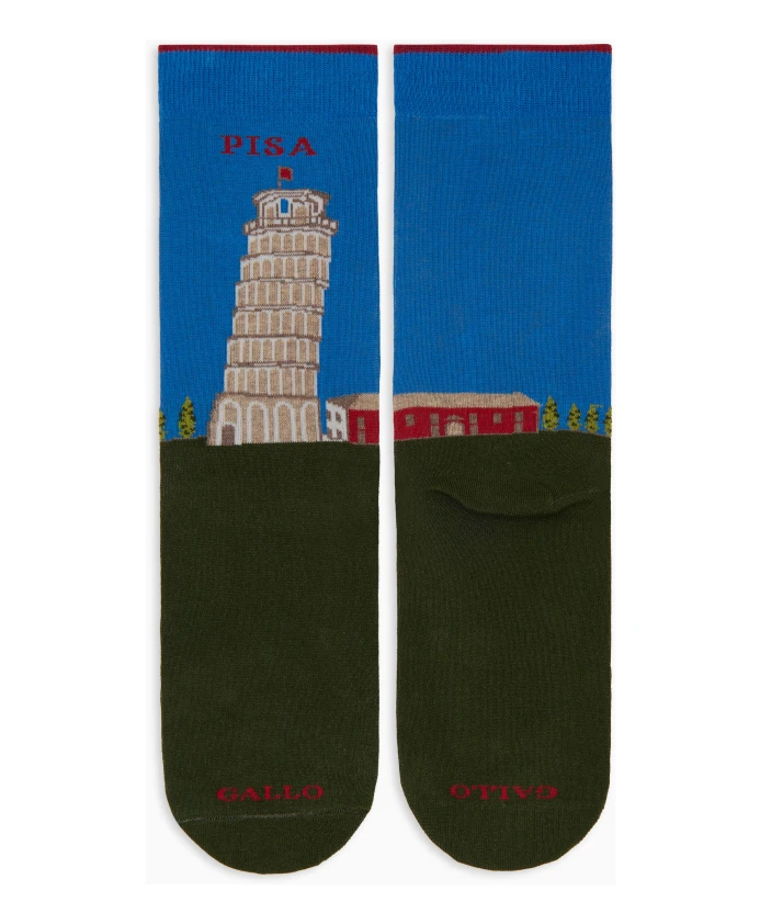 

Короткие женские хлопковые носки с рисунком Пизанской башни Gallo, мультиколор