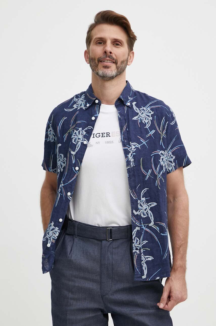 

Льняная рубашка Tommy Hilfiger, темно-синий