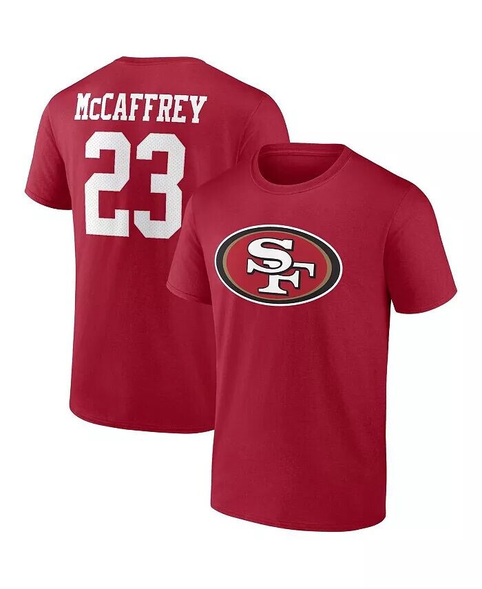 

Мужская футболка Christian Mc Caffrey Scarlet San Francisco 49ers со значком игрока, именем и номером Fanatics