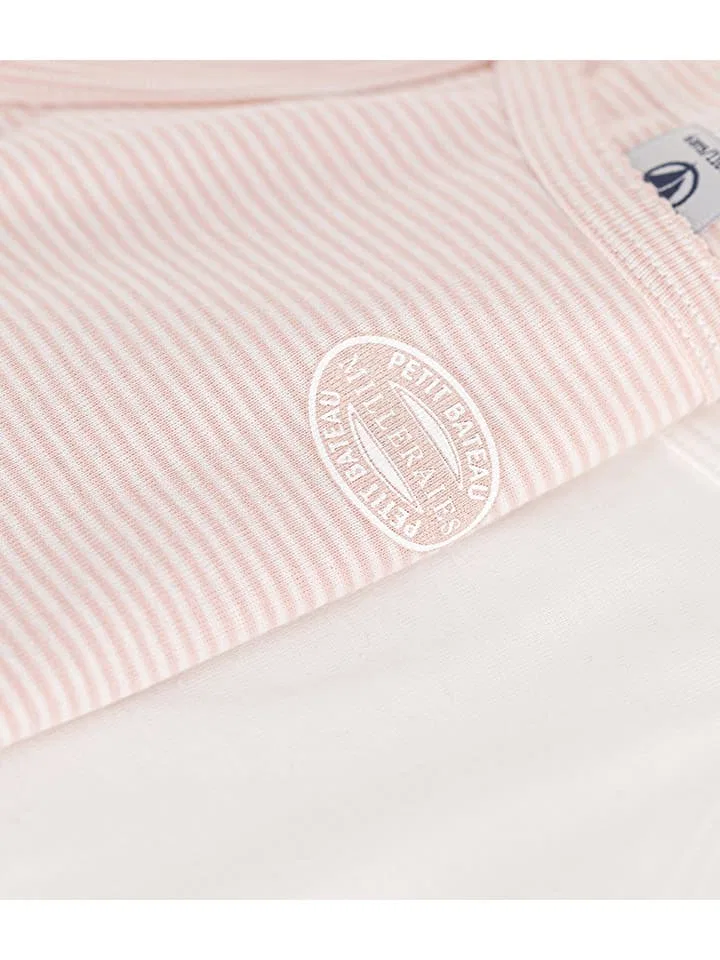 Набор детских маек, хлопок, PETIT BATEAU, розовый/белый — фото 3