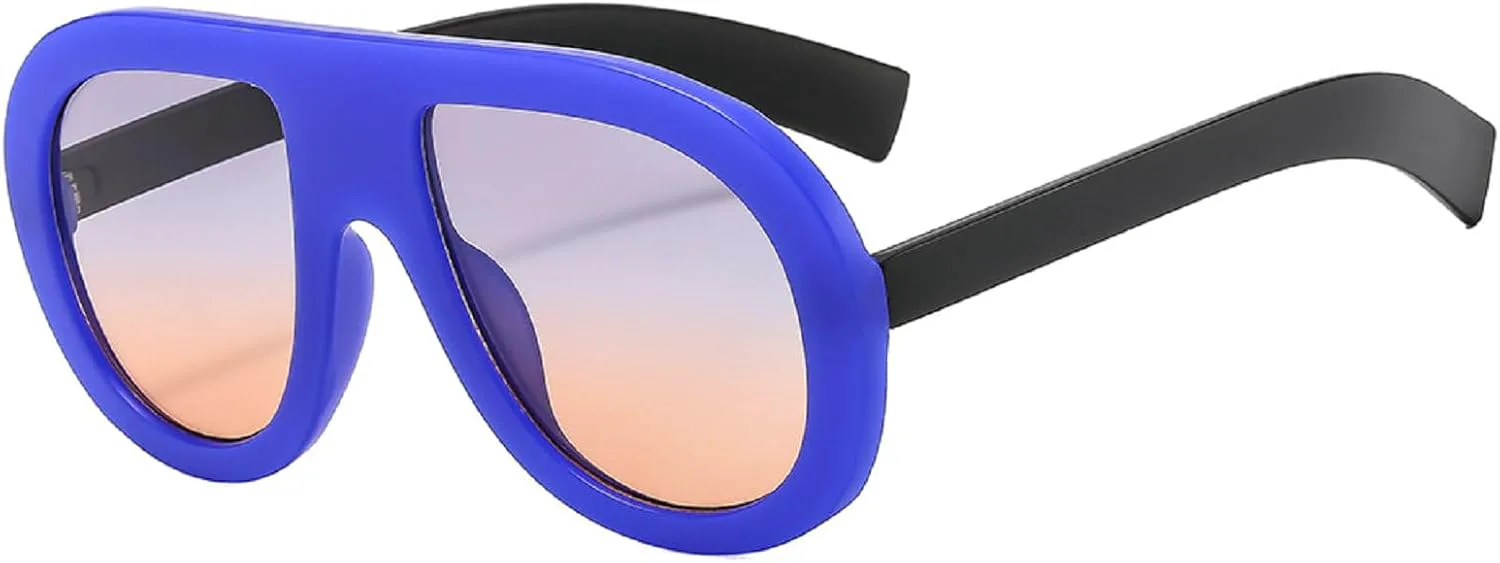 

Популярные модные солнцезащитные очки-пилот для женщин, ретро, ​​массивные, дизайнерские, мужские, панк, градиентные, UV400, большие солнцезащитные очки mincl, Blue