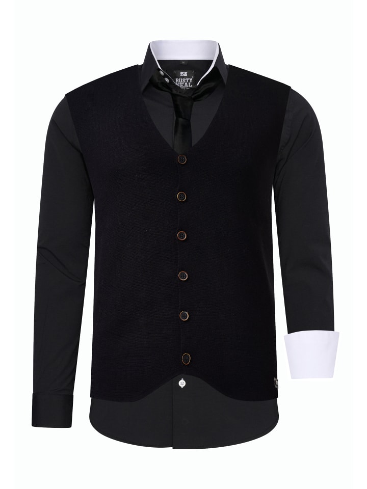 

Рубашка с жилетом и галстуком, комплект из 3 предметов, черно-белый Rusty Neal