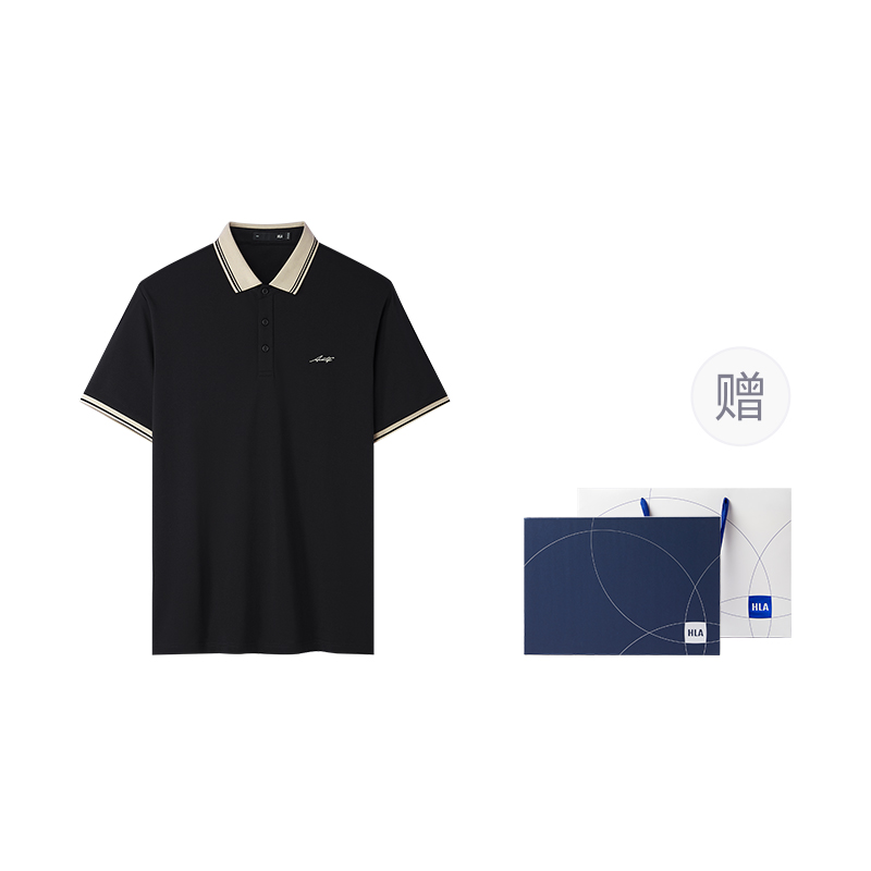 

Футболка поло HLA мужская, черный 2J (с подарочным пакетом)