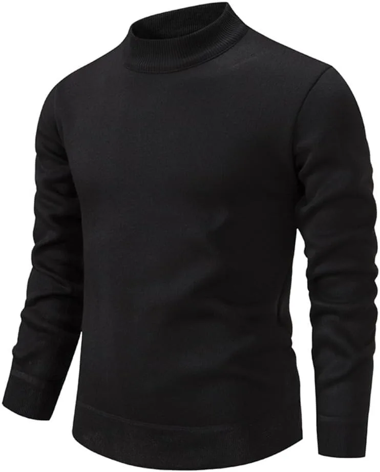 Мужской однотонный вязаный свитер Fall Winter Slim Thickened Casual Warm Pullover — фото 3