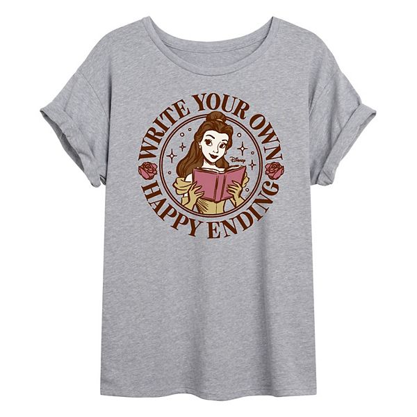 

Футболка Juniors' Belle Write Your Own Happy Ending oversized Disney, Heather Gray