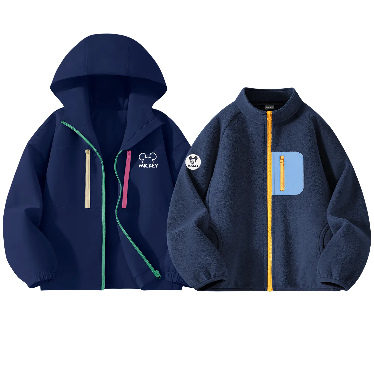 Детская повседневная спортивная одежда утепленная Disney, [Thickened and Fleece-Lined]Thick Board Di Line K Navy Blue+Diqi Middle Round Hook-and-Loop K Coral Blue — фото 3