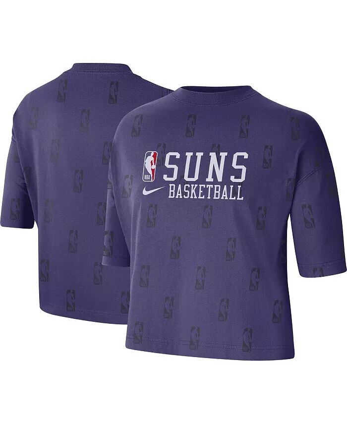 Женская фиолетовая футболка свободного кроя с логотипом Phoenix Suns Allover NBA Nike — фото 2