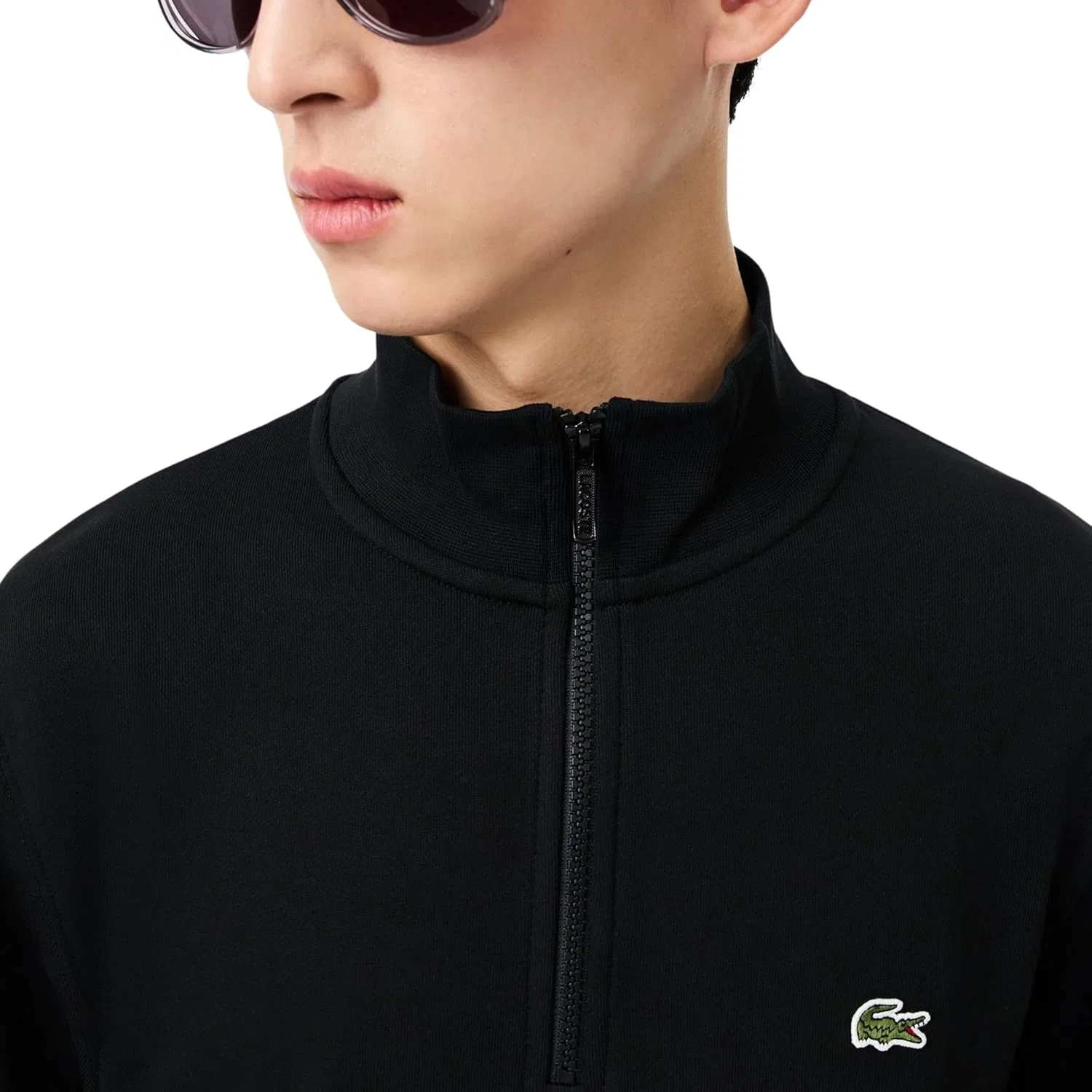 Мужская толстовка Lacoste из коллекции Core, стандартного кроя, классическая, на молнии, с высоким воротником, черный — фото 4