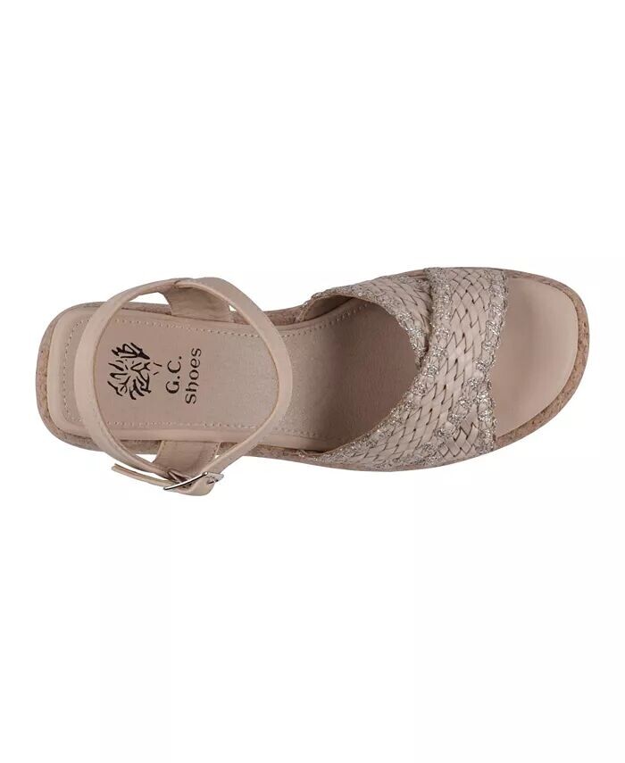 Женские босоножки Lucy на танкетке из пробковой ткани GC Shoes, бежевый — фото 4
