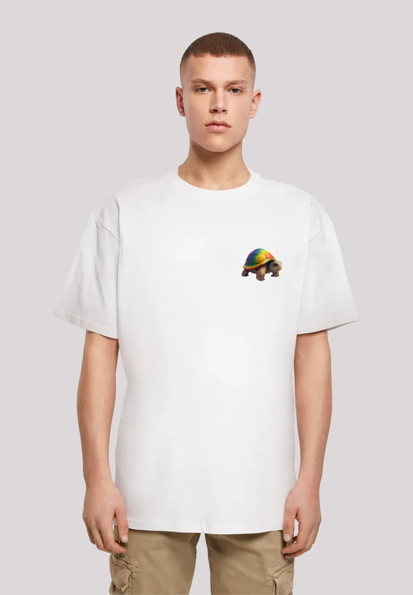 

F4NT4STIC Футболка "Rainbow Turtle OVERSIZE TEE", принт, белый