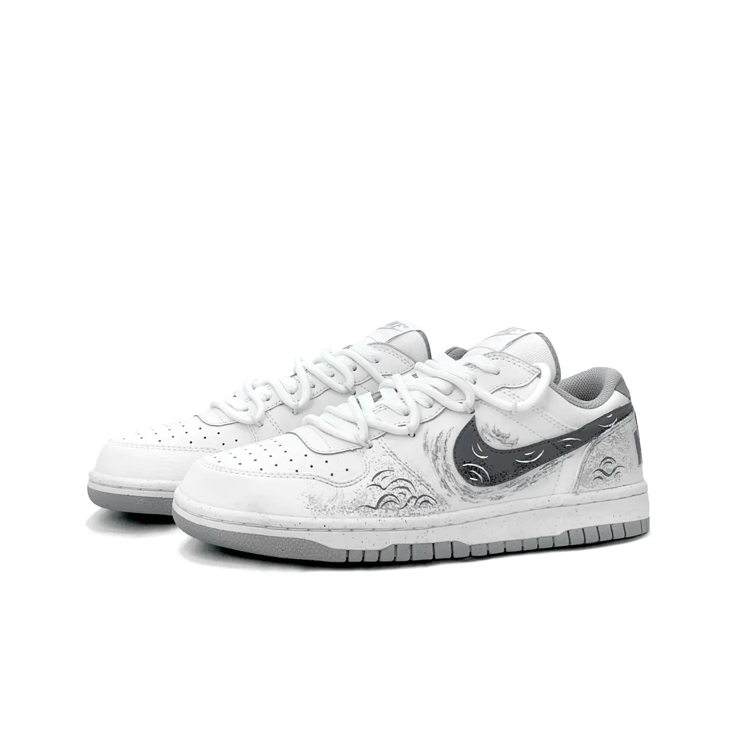 Nike Big Cloud Wave Ink Shadow Low top Skateboard Shoes мужские серо-белые — фото 4