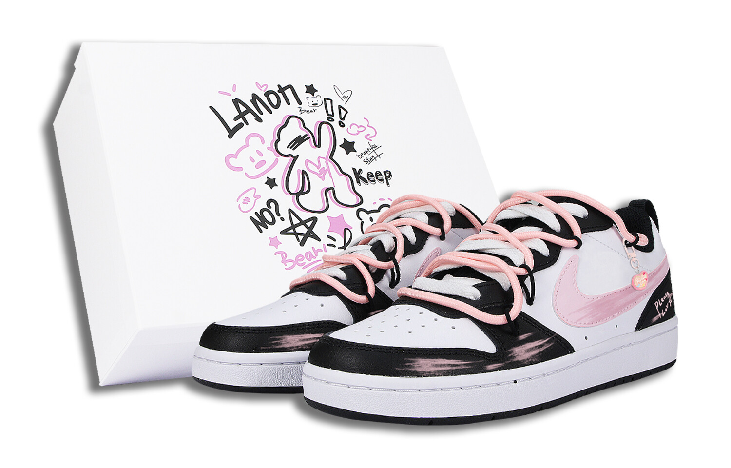 

Кроссовки Nike Court Borough Skateboard Shoes Women's Low-Top Pink, белый