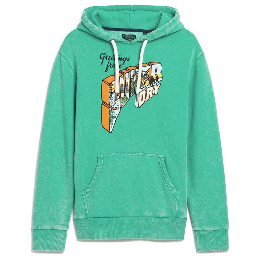 

Худи Superdry Neon Travel Graphic Loose, зеленый